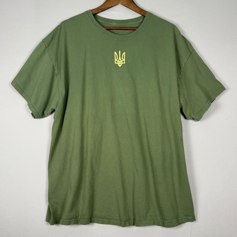 Unbranded Ukraine Trident T-Shirt Mens XL Green Excellent Tryzub Graphic Tee